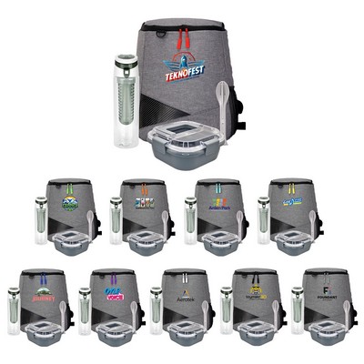 Trendy Lunch Box & Utensil Backpack Set